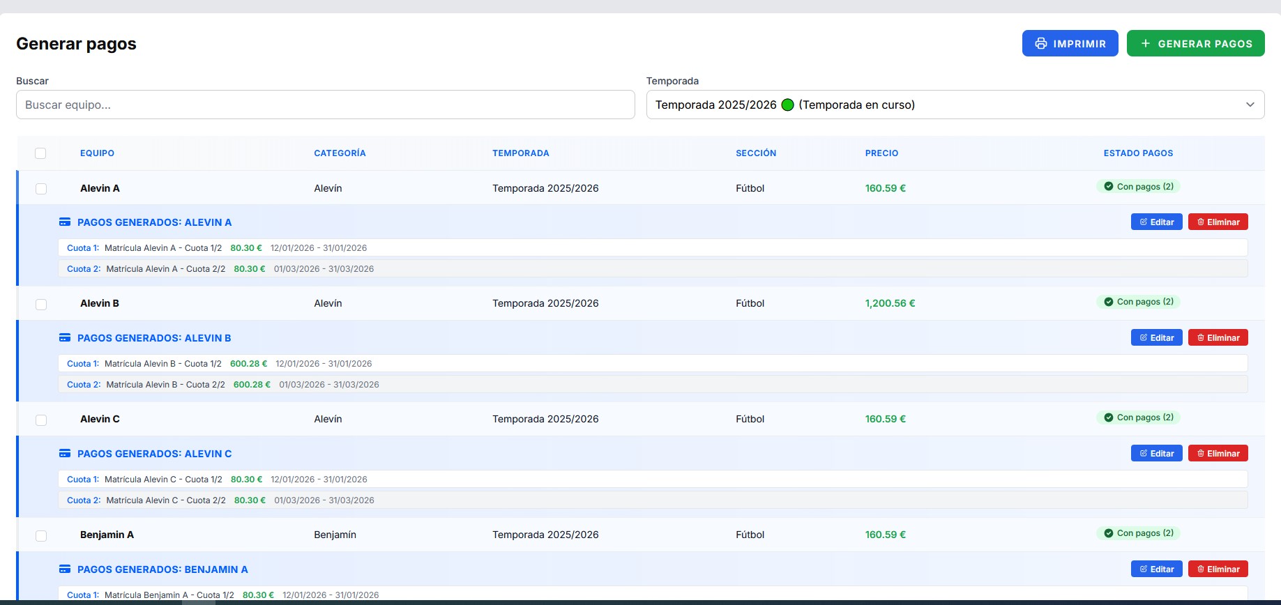 Captura de la app en escritorio